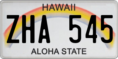 HI license plate ZHA545
