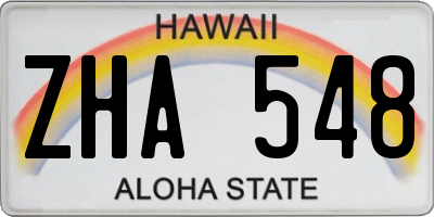 HI license plate ZHA548
