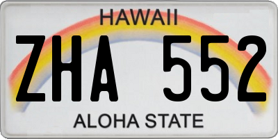 HI license plate ZHA552