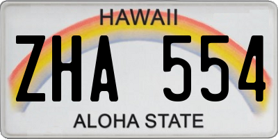 HI license plate ZHA554