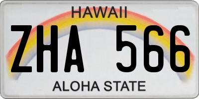 HI license plate ZHA566