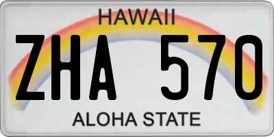 HI license plate ZHA570