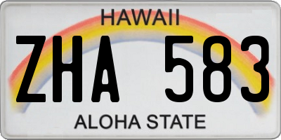 HI license plate ZHA583