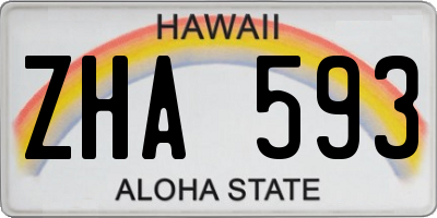 HI license plate ZHA593