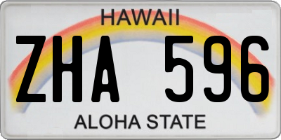 HI license plate ZHA596