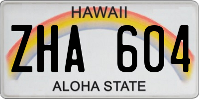 HI license plate ZHA604
