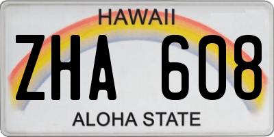 HI license plate ZHA608