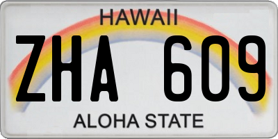 HI license plate ZHA609