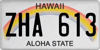 HI license plate ZHA613