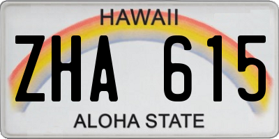 HI license plate ZHA615