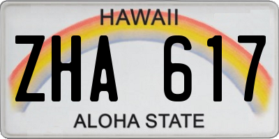 HI license plate ZHA617