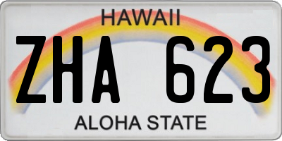 HI license plate ZHA623