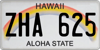 HI license plate ZHA625