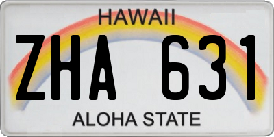 HI license plate ZHA631