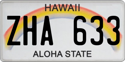 HI license plate ZHA633