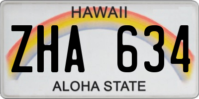 HI license plate ZHA634