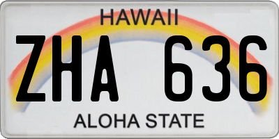 HI license plate ZHA636