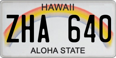 HI license plate ZHA640