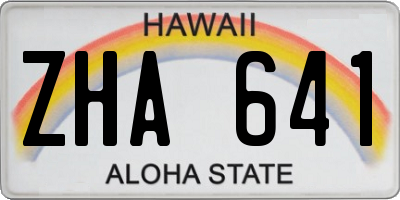HI license plate ZHA641