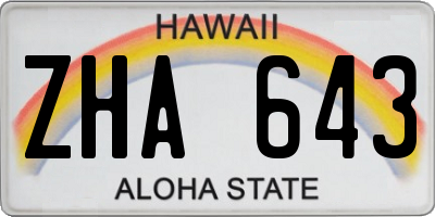 HI license plate ZHA643