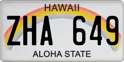 HI license plate ZHA649