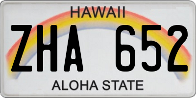 HI license plate ZHA652