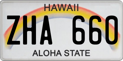 HI license plate ZHA660