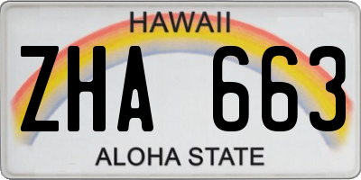 HI license plate ZHA663
