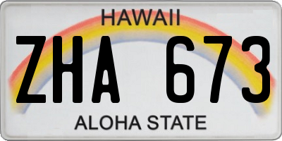 HI license plate ZHA673