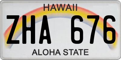 HI license plate ZHA676
