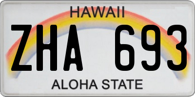 HI license plate ZHA693