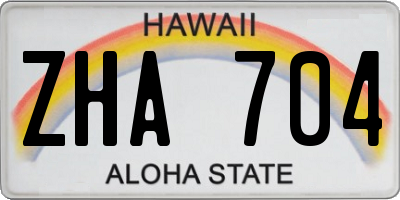 HI license plate ZHA704