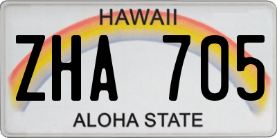 HI license plate ZHA705