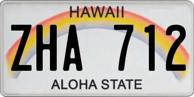 HI license plate ZHA712