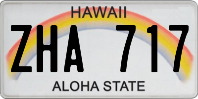 HI license plate ZHA717