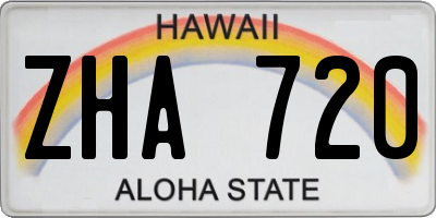 HI license plate ZHA720