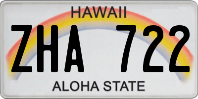 HI license plate ZHA722
