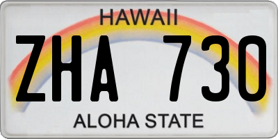 HI license plate ZHA730