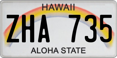 HI license plate ZHA735