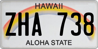 HI license plate ZHA738