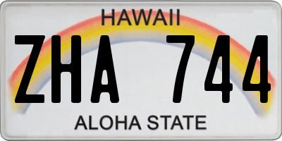 HI license plate ZHA744