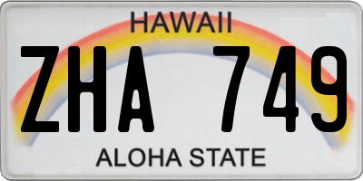 HI license plate ZHA749