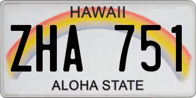 HI license plate ZHA751