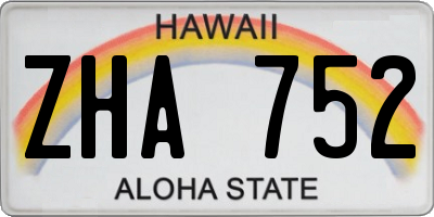 HI license plate ZHA752