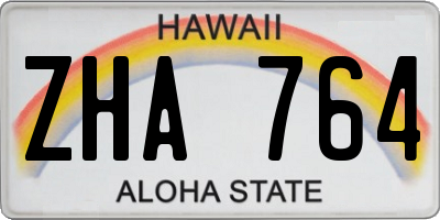 HI license plate ZHA764