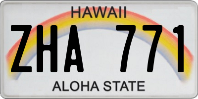 HI license plate ZHA771