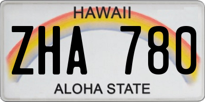 HI license plate ZHA780