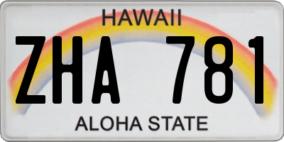 HI license plate ZHA781