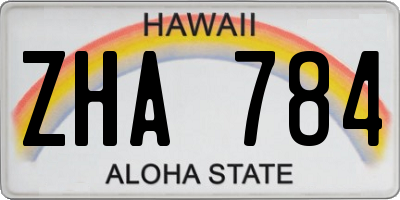 HI license plate ZHA784