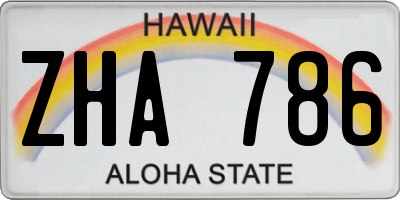 HI license plate ZHA786